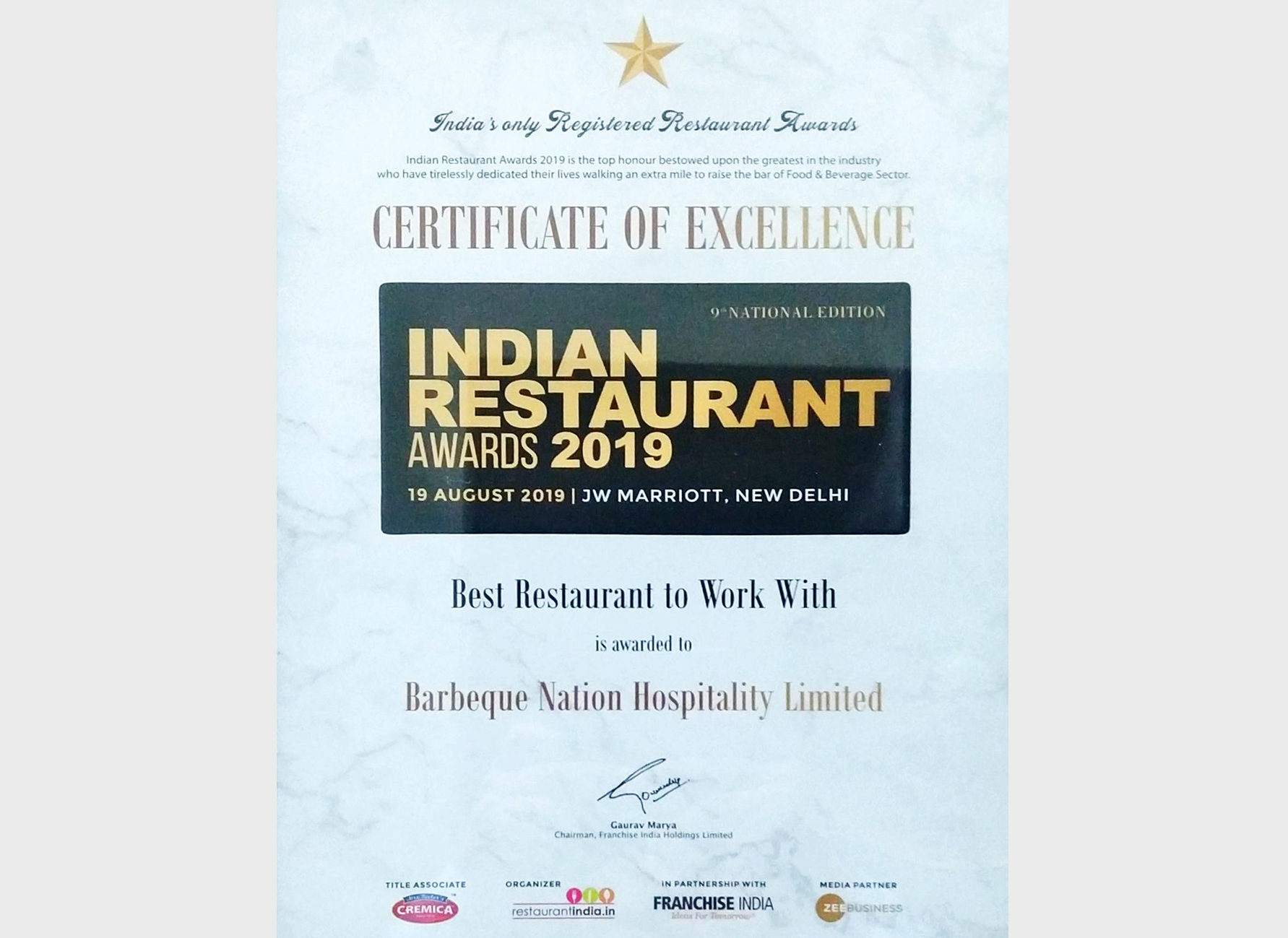 Indian Restaurant Award